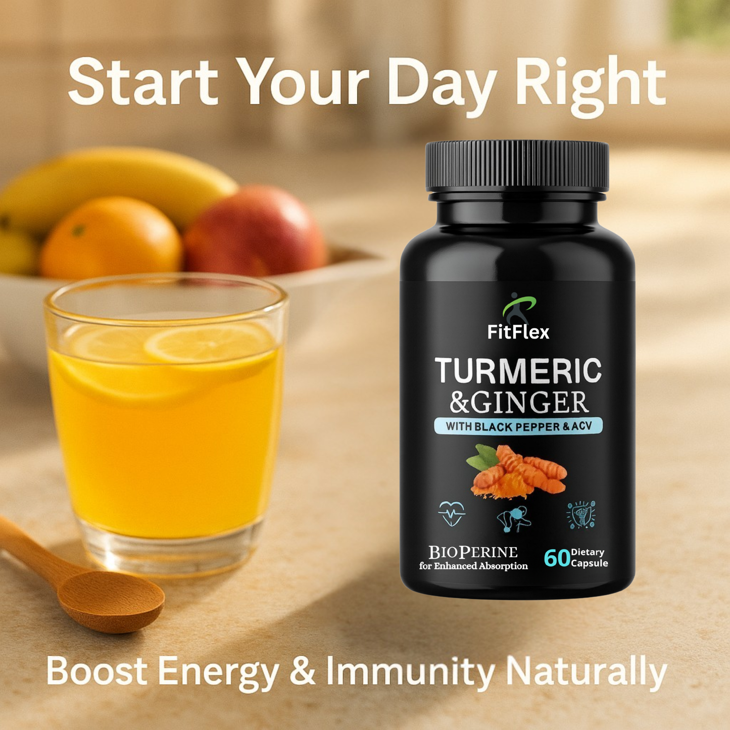 Turmeric Ginger Capsules | With Black Pepper & ACV