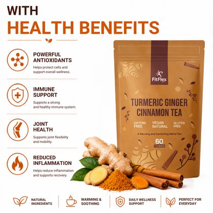 Turmeric Ginger Cinnamon Tea | Herbal Detox Tea | Caffeine-Free, Vegan