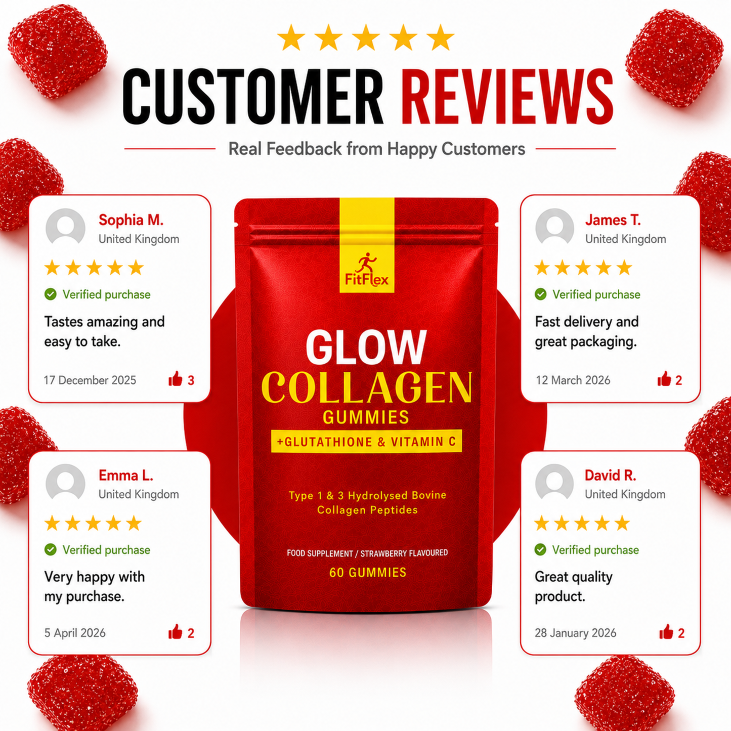 Collagen Gummies | Skin, Hair, Nails & Joints | 60 Gummies