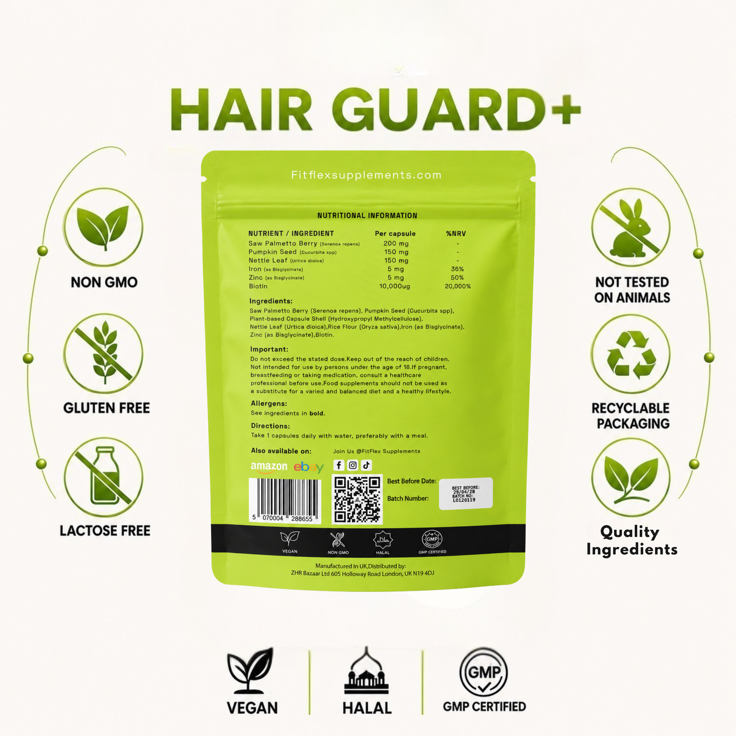 DHT Blocker Supplement | Biotin, Iron & Zinc | Hair Growth & Hair Loss Support
