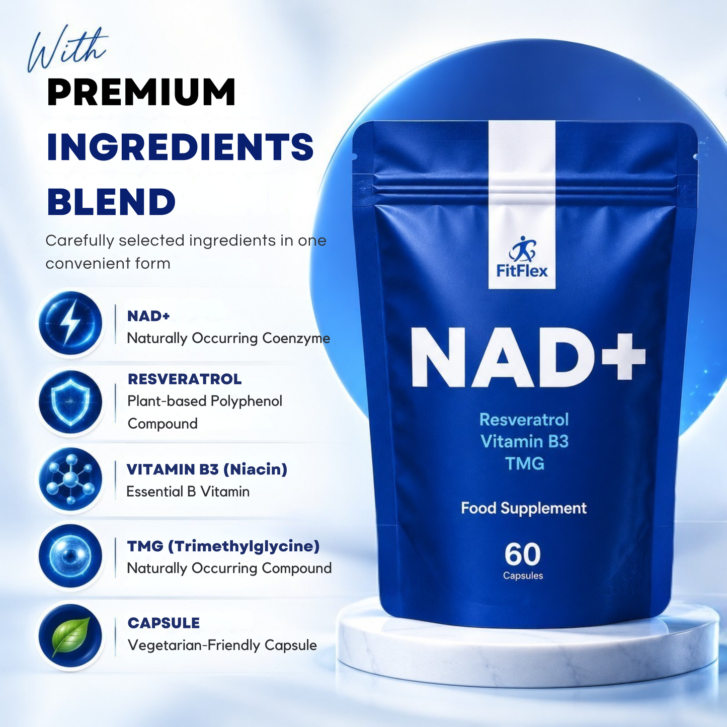 NAD+ Resveratrol | Energy & Healthy Aging Support
