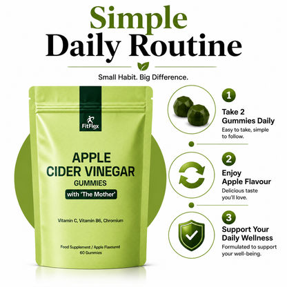 Apple Cider Vinegar Gummies with The Mother | Vitamin C, B6 & Chromium | 60 Apple Flavoured Gummies
