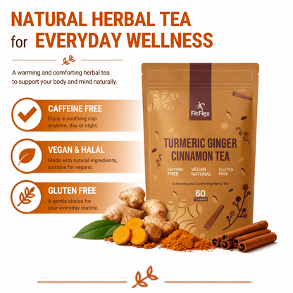 Turmeric Ginger Cinnamon Tea | Herbal Detox Tea | Caffeine-Free, Vegan