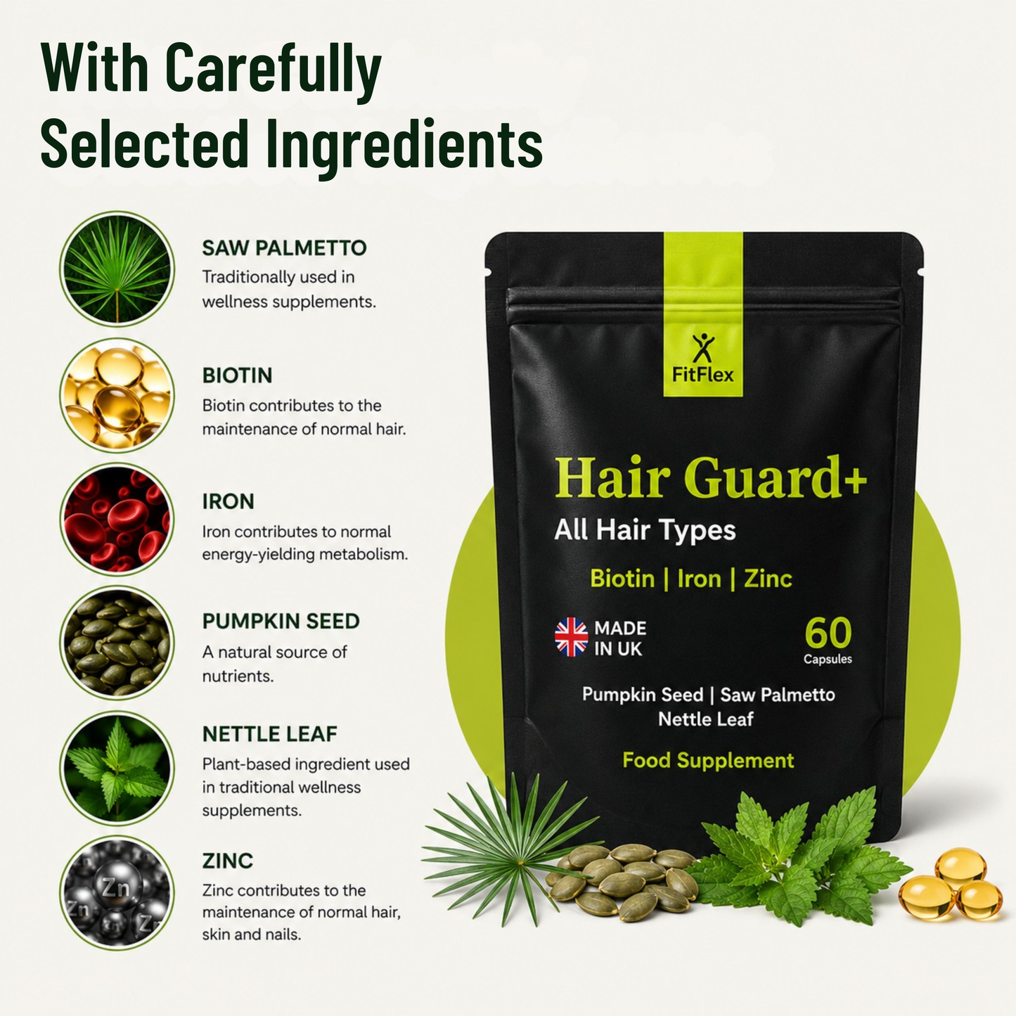 DHT Blocker Supplement | Biotin, Iron & Zinc | Hair Growth & Hair Loss Support