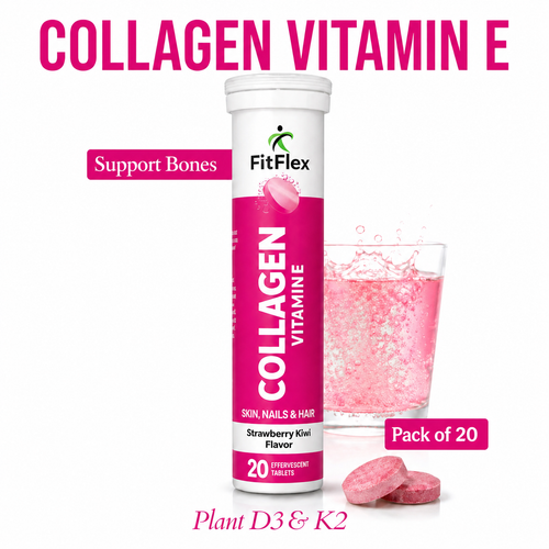 Collagen + Vitamin E Effervescent Tablets | Skin, Hair, Nails & Bone Support | 20 Tablets