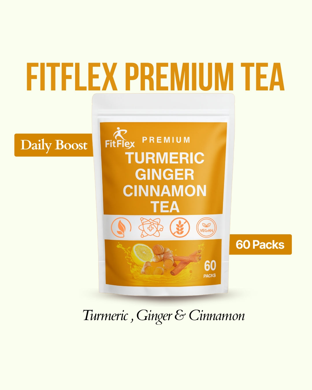 Turmeric Ginger Cinnamon Tea | Herbal Detox Tea | Caffeine-Free, Vegan